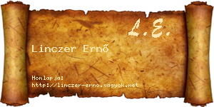 Linczer Ernő névjegykártya
